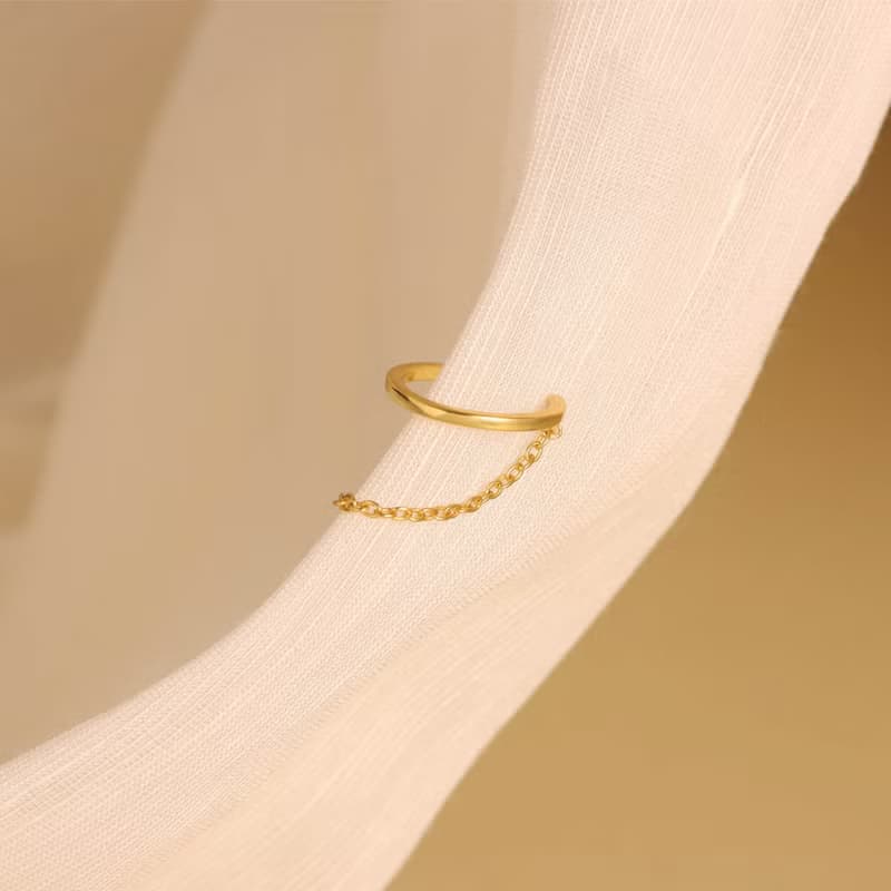 s925銀鍍金C字鏈條耳骨夾 無耳洞耳環 女生耳骨環 高級感耳骨夾