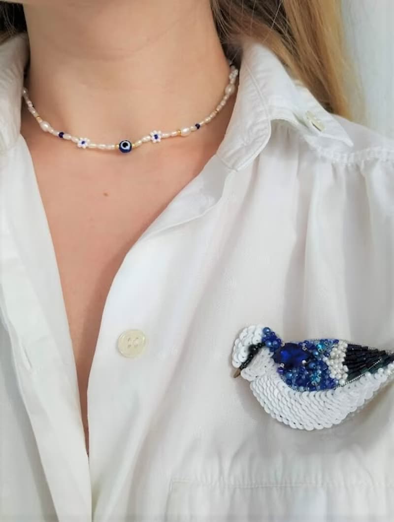 Evil eye bracelet. Blue pearl evil bracelet. Pearl evil eye. Protection bracelet