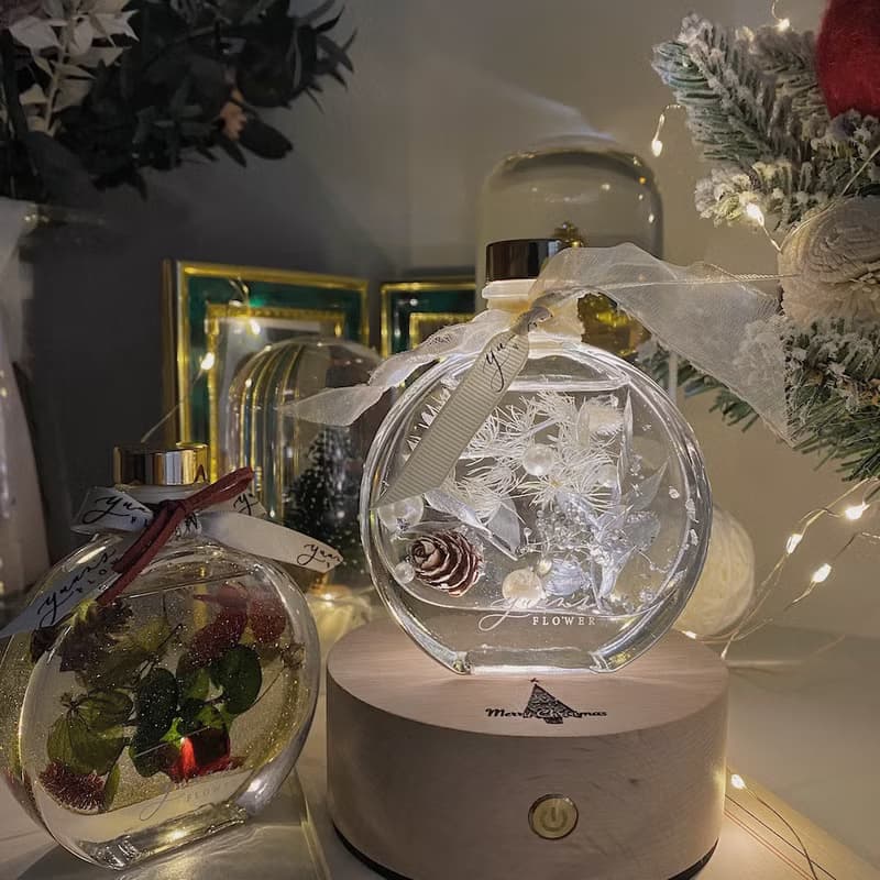 情人節禮物 交換禮物 玫瑰 浮游花小夜燈 永生花 乾燥花 精油擴香