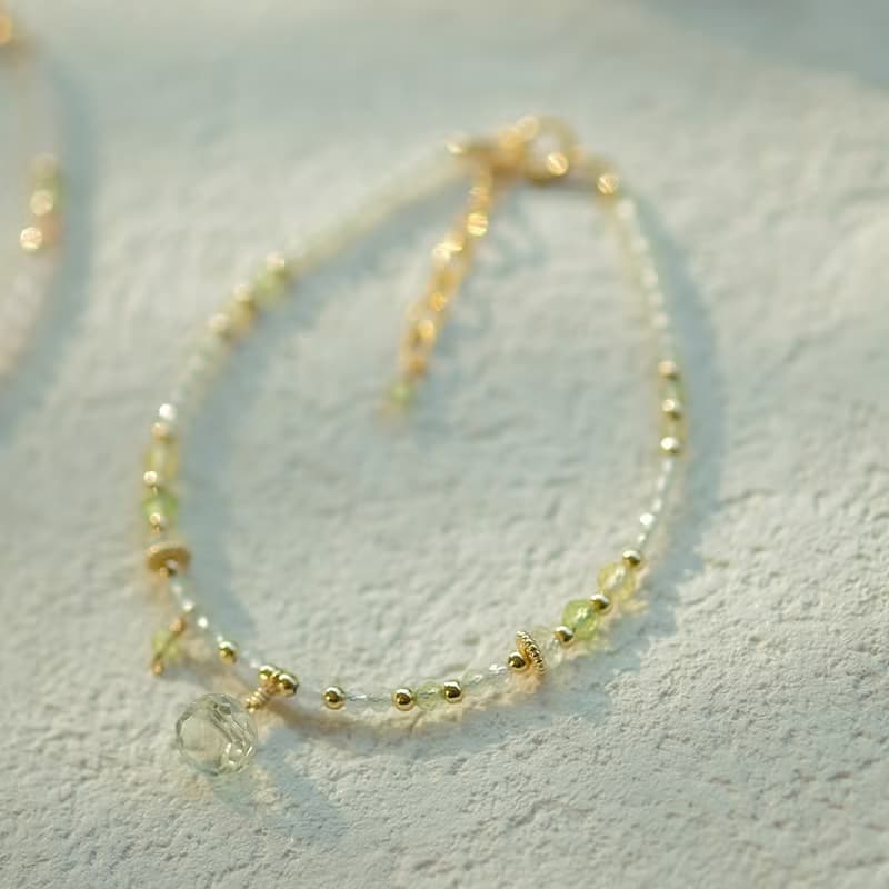 14KGF青蘋冰沙 – 綠紫晶手鍊