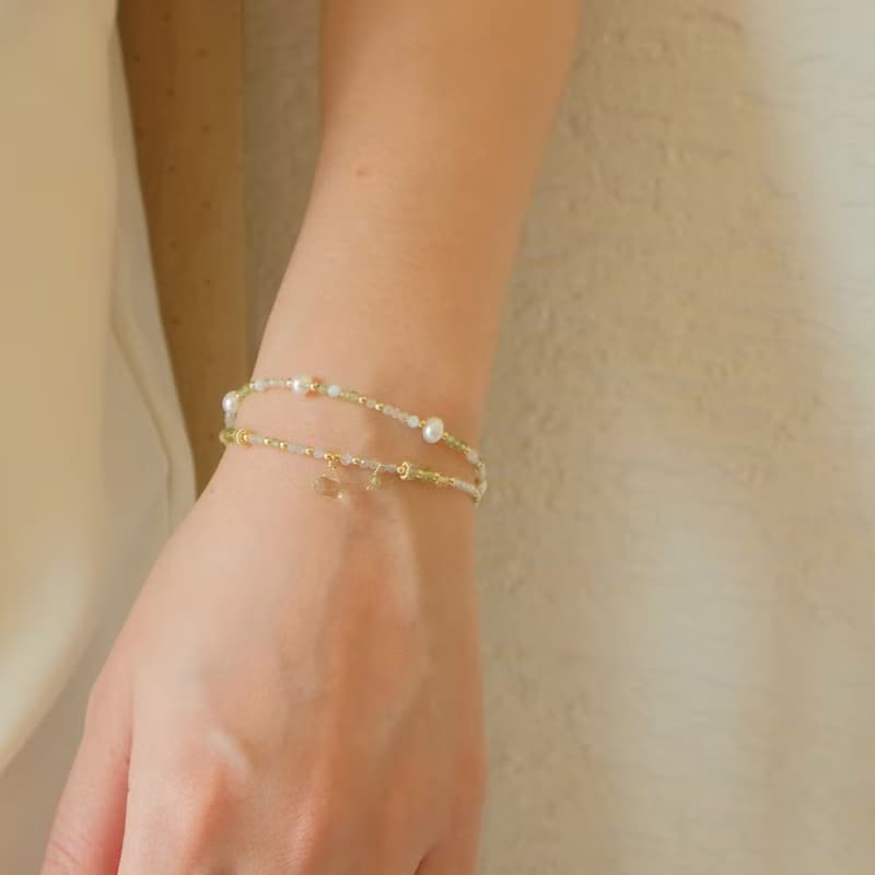 14KGF青蘋冰沙 – 綠紫晶手鍊