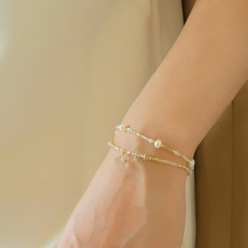 14KGF青蘋冰沙 – 綠紫晶手鍊