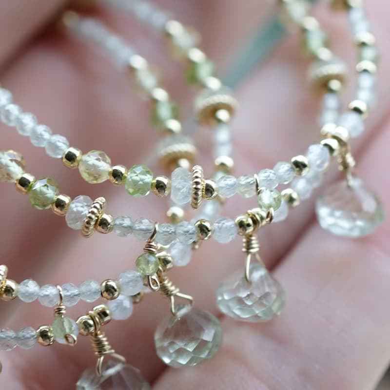 14KGF青蘋冰沙 – 綠紫晶手鍊