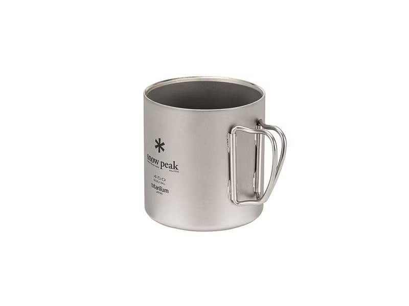 雙層鈦金屬杯450ml (鈦金屬馬克杯/折疊式握把/可堆疊)