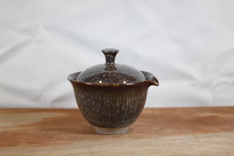 【母親節禮物】鬃花天目釉蓋碗 蓋杯 鶯歌名家葉敏祥作品