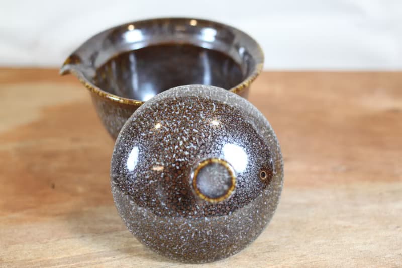 【母親節禮物】鬃花天目釉蓋碗 蓋杯 鶯歌名家葉敏祥作品