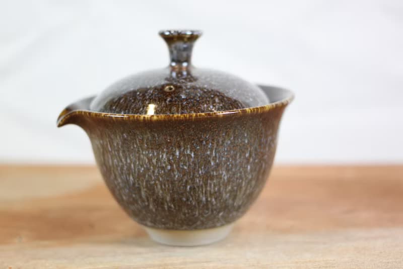 【母親節禮物】鬃花天目釉蓋碗 蓋杯 鶯歌名家葉敏祥作品