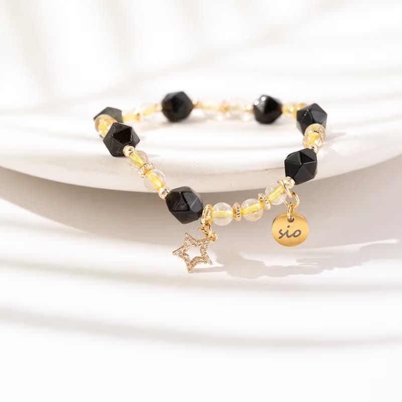 水晶手鍊【稜角-星宿】金曜石金髮晶手鍊