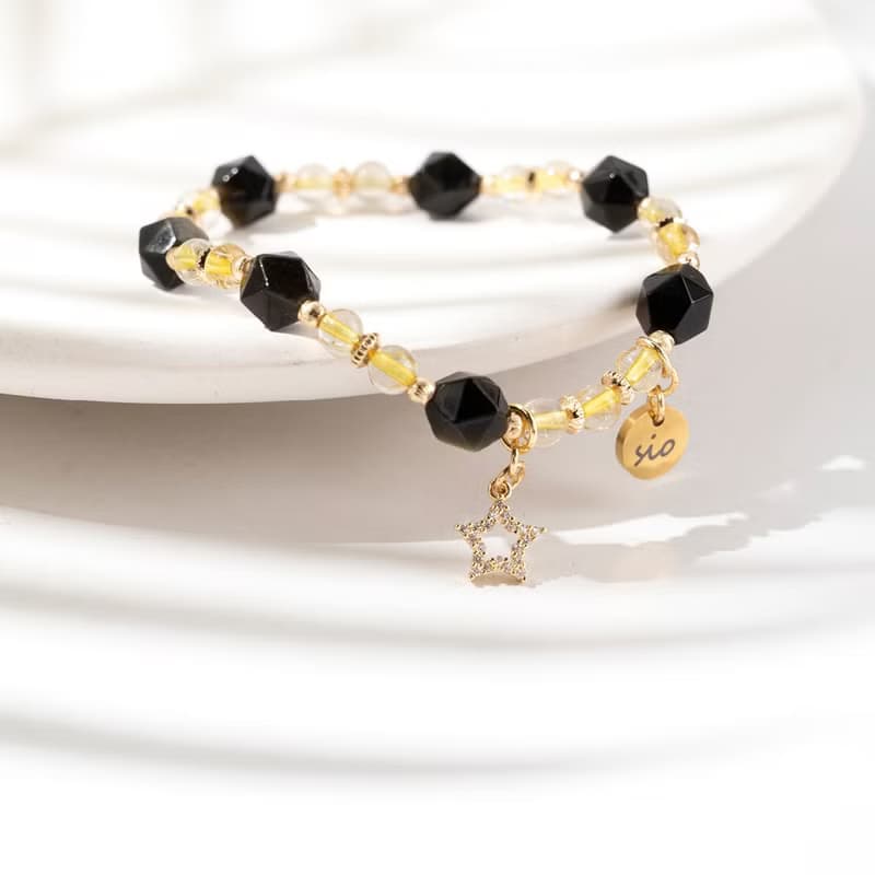 水晶手鍊【稜角-星宿】金曜石金髮晶手鍊