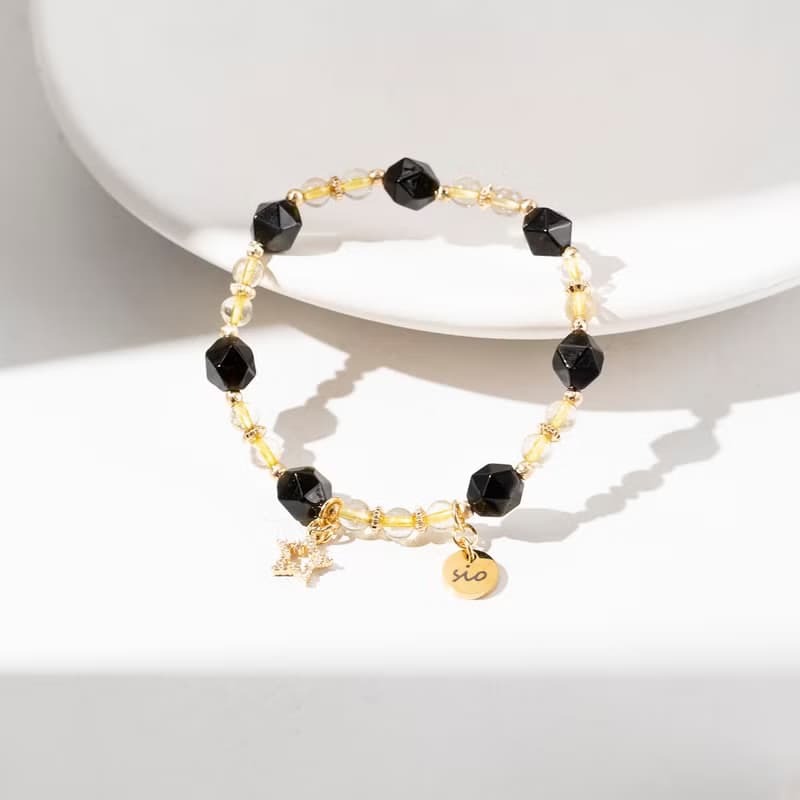 水晶手鍊【稜角-星宿】金曜石金髮晶手鍊