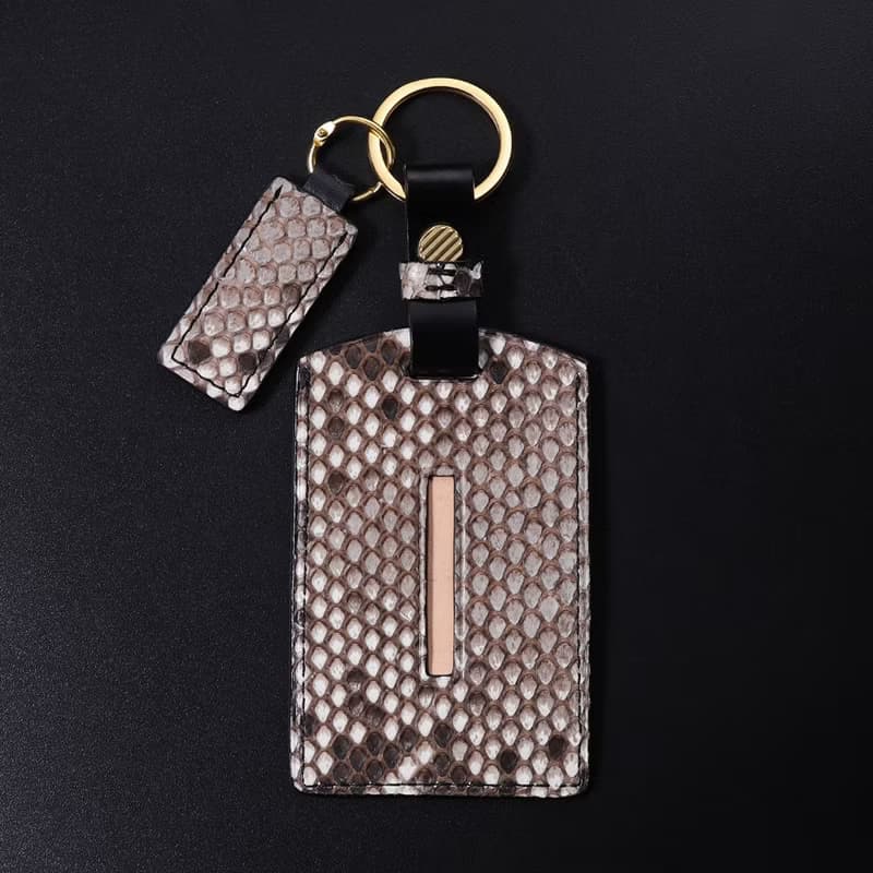 【瘋匠】手工訂制For Tesla特斯拉車鑰匙套 進口芒蛇眼鏡蛇鱷魚皮