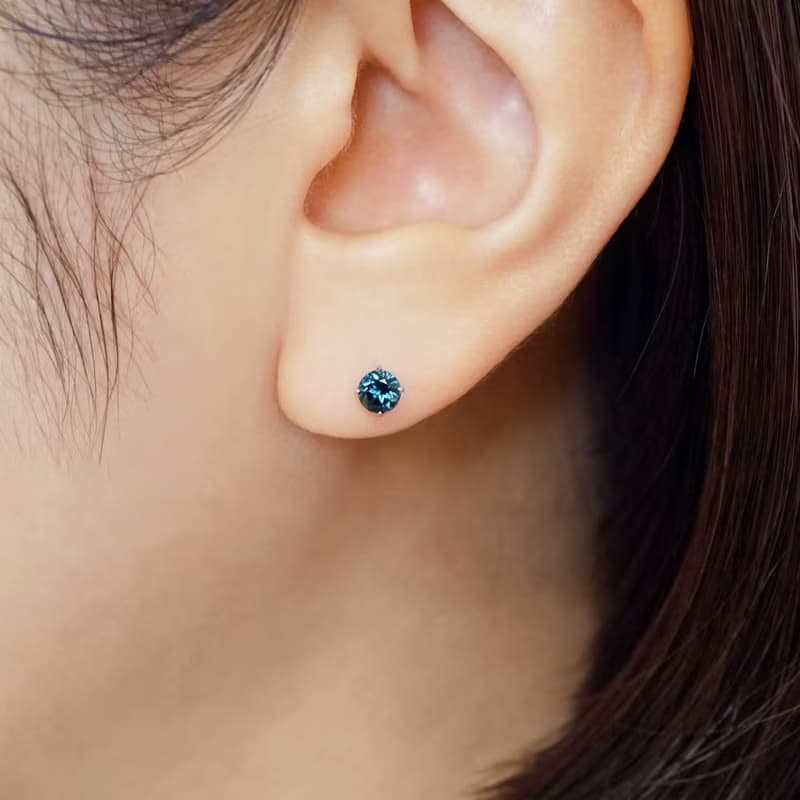 【Second Earrings】 鉑金倫敦藍托帕石耳環