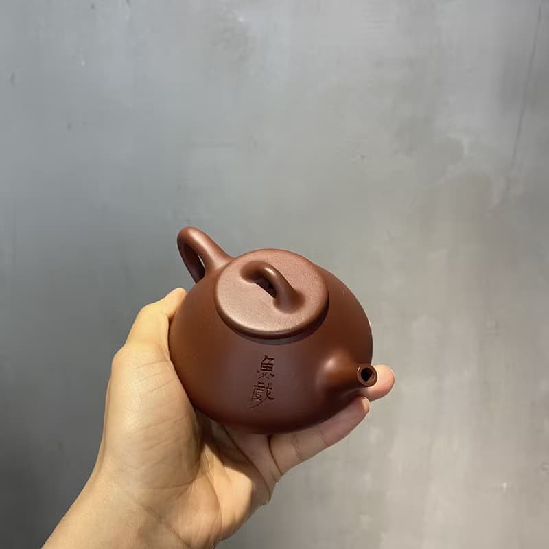 送禮紫砂壺茶壺子冶石瓢 鱼戏 底槽清 160ml 把玩精品送禮