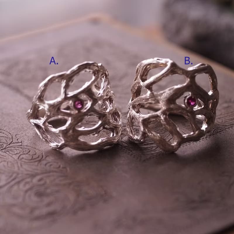 天然紅寶石 手工純銀雕金 戒指 Ruby handmade engraved ring