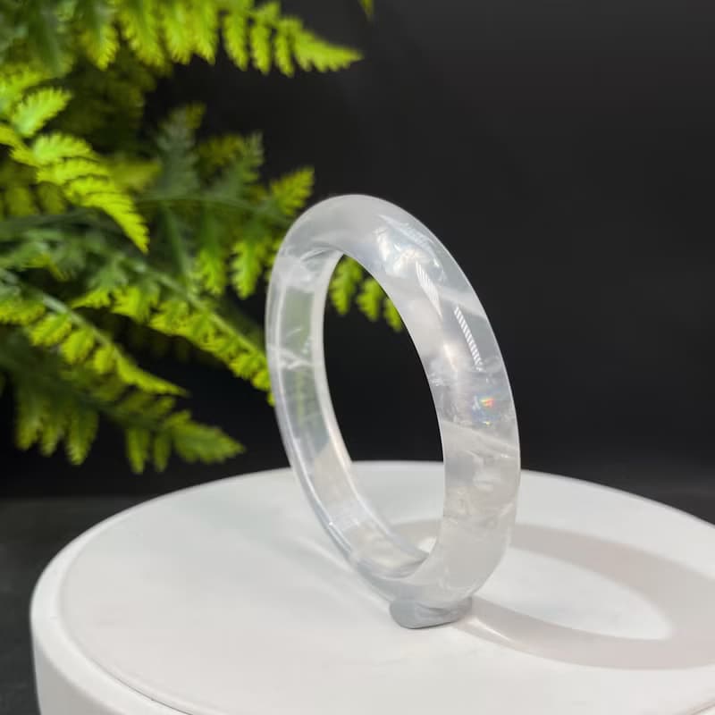 冰透白水晶手鐲 59MM 彩虹閃片白色水晶手環 精神靈性 激發潛能