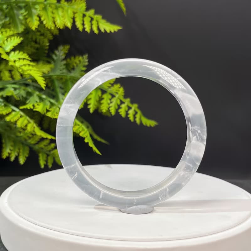 冰透白水晶手鐲 59MM 彩虹閃片白色水晶手環 精神靈性 激發潛能