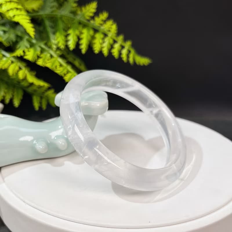 冰透白水晶手鐲 59MM 彩虹閃片白色水晶手環 精神靈性 激發潛能