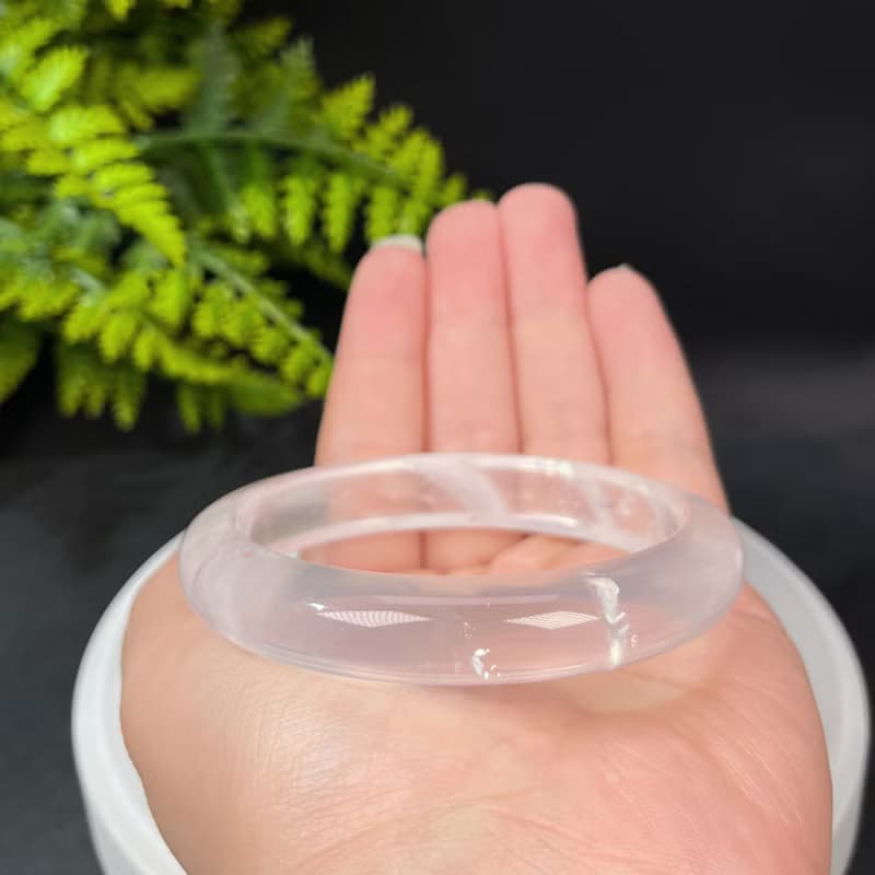 冰透白水晶手鐲 59MM 彩虹閃片白色水晶手環 精神靈性 激發潛能