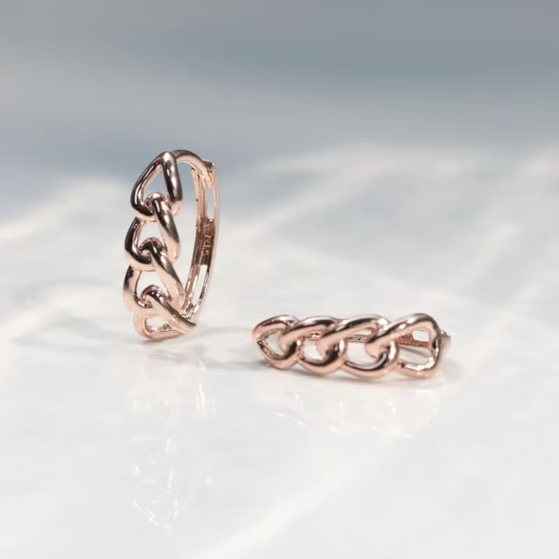 14K 金粗鍊造型耳扣耳環(內徑11.5mm)