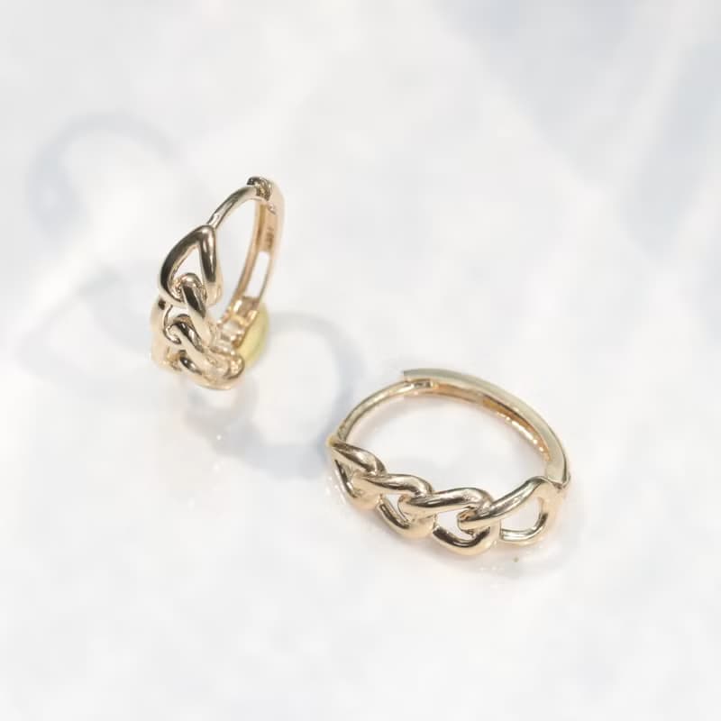 14K 金粗鍊造型耳扣耳環(內徑11.5mm)