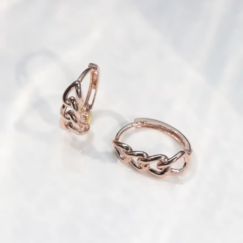 14K 金粗鍊造型耳扣耳環(內徑11.5mm)