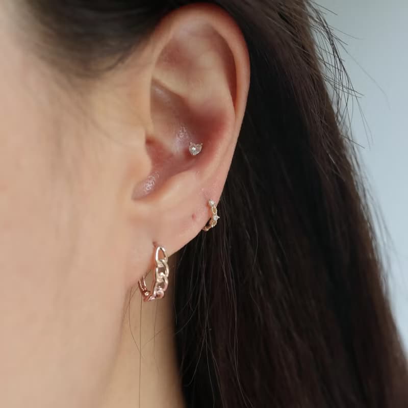 14K 金粗鍊造型耳扣耳環(內徑11.5mm)