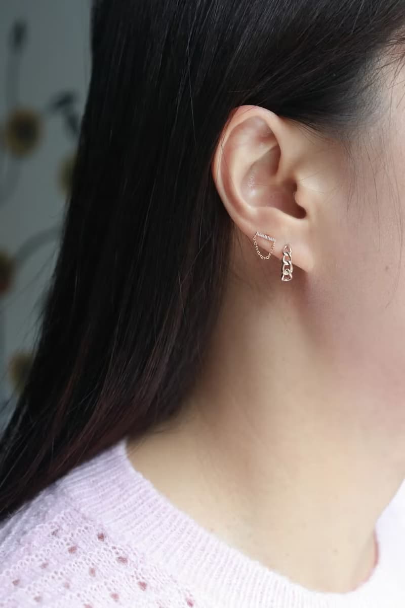 14K 金粗鍊造型耳扣耳環(內徑11.5mm)