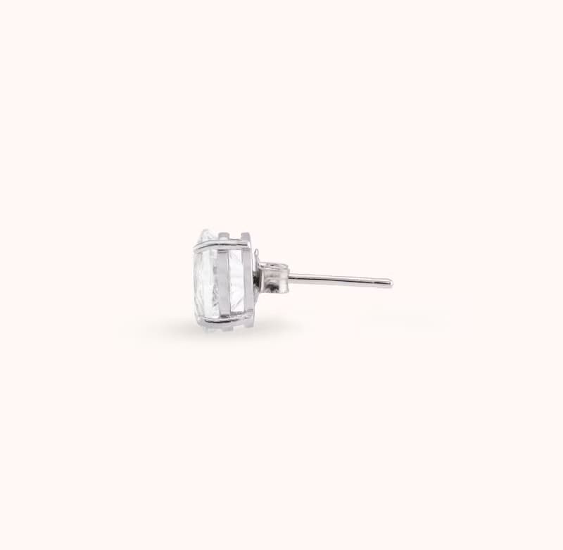 安珠 透鋰長石 白色 橢圓 6*8mm 耳環 經典系列 Oval E 寶石銀飾