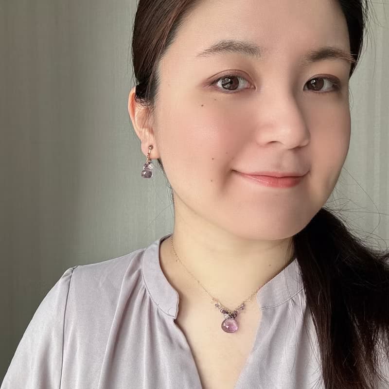 14KGF 大顆紫水晶項鍊 獨一無二 / 堇青石 坦桑石 月光石 托帕石