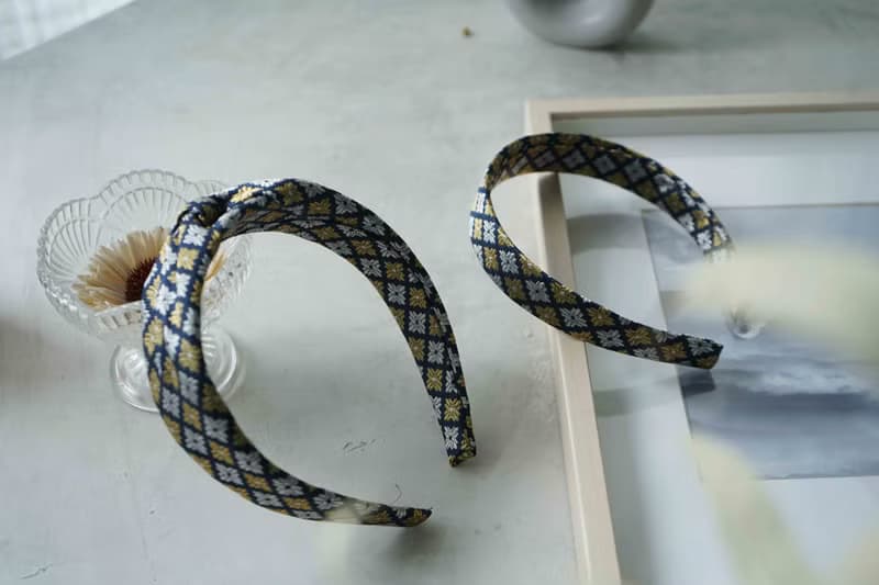 古董領帶改製手工髮箍-鎏金-蝴蝶結/窄版-情人節禮物