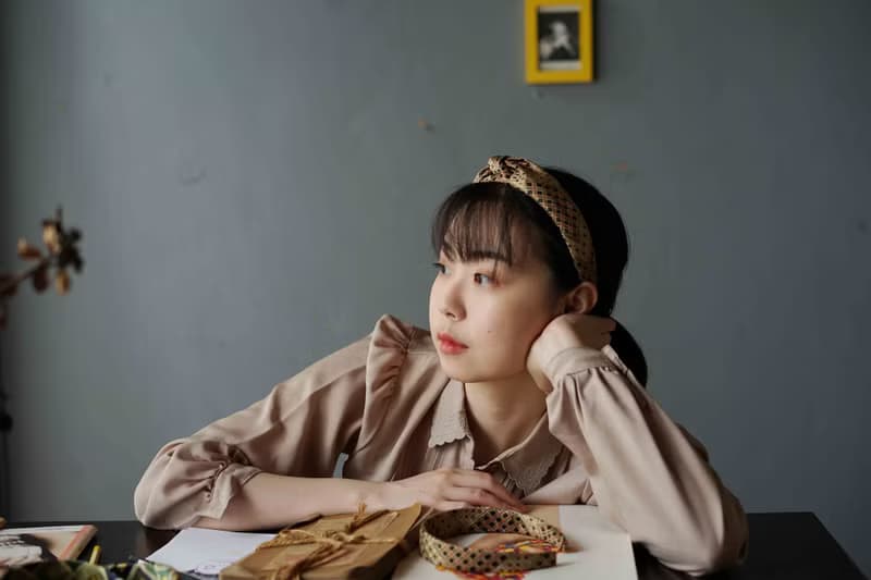 古董領帶改製手工髮箍-鎏金-蝴蝶結/窄版-情人節禮物