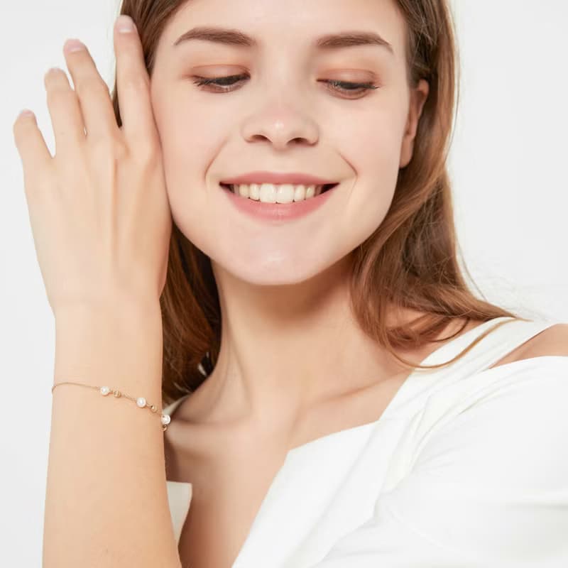 天然淡水珍珠14K包金手鍊 | 六月誕生石不褪色手鏈姊妹伴娘禮物