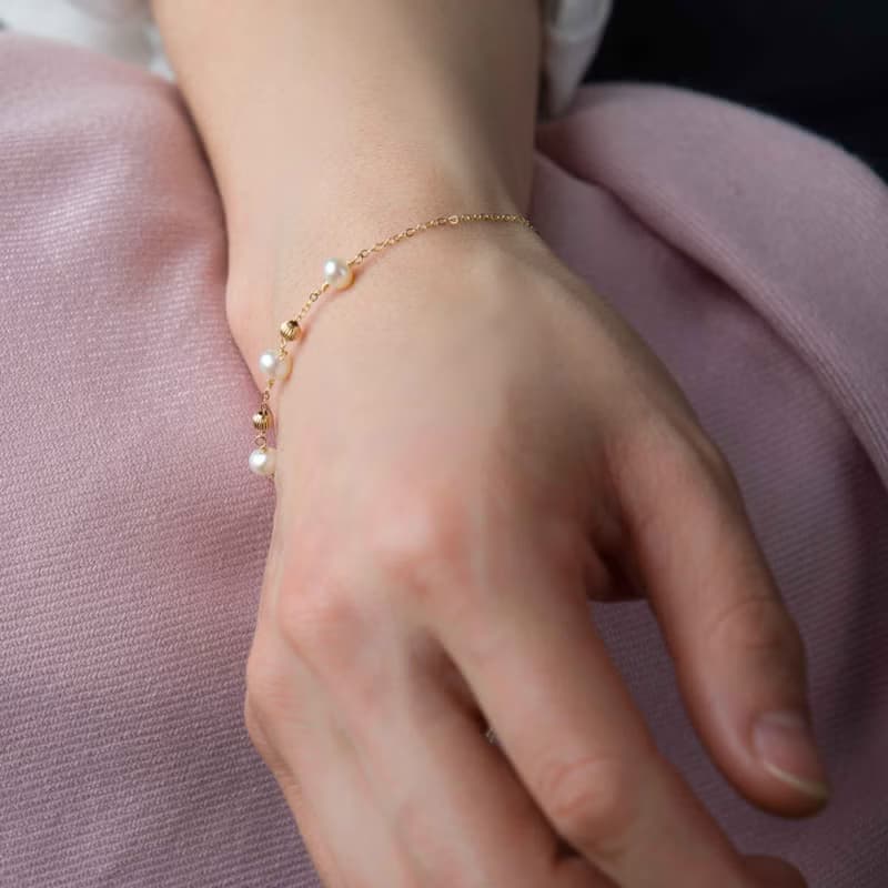 天然淡水珍珠14K包金手鍊 | 六月誕生石不褪色手鏈姊妹伴娘禮物