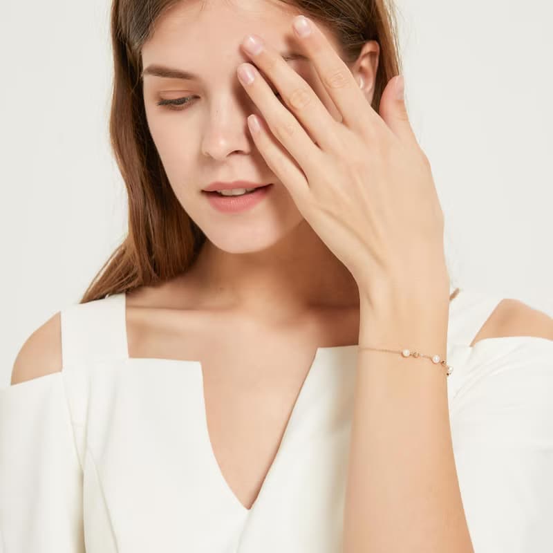 天然淡水珍珠14K包金手鍊 | 六月誕生石不褪色手鏈姊妹伴娘禮物