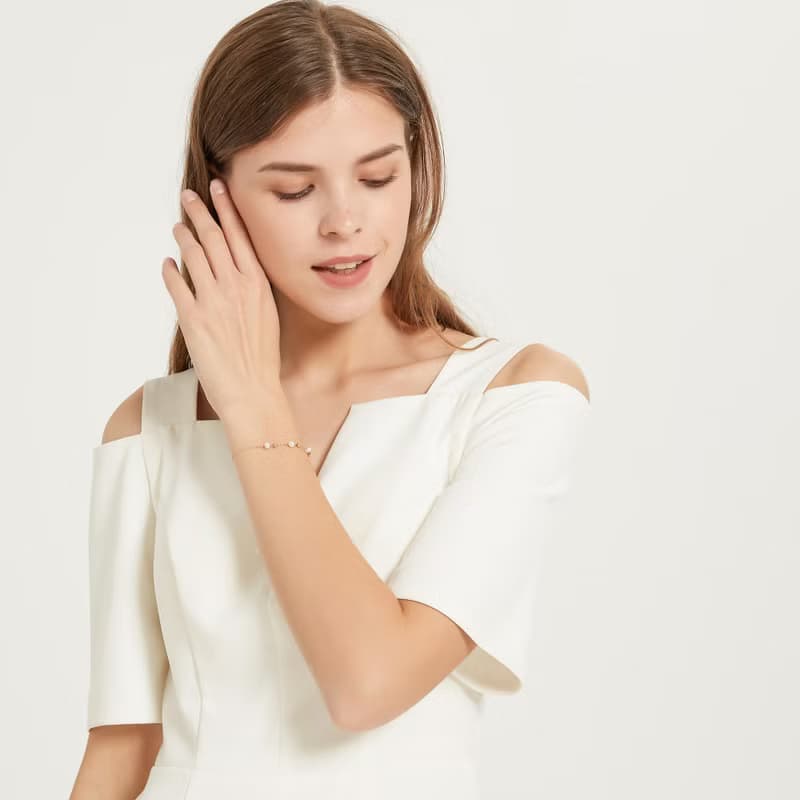 天然淡水珍珠14K包金手鍊 | 六月誕生石不褪色手鏈姊妹伴娘禮物