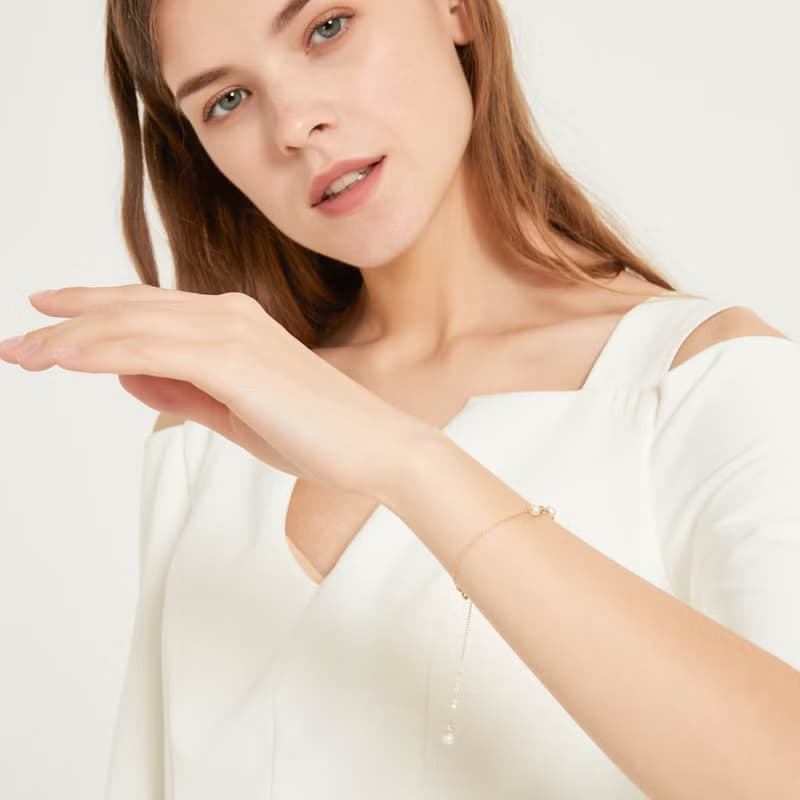 天然淡水珍珠14K包金手鍊 | 六月誕生石不褪色手鏈姊妹伴娘禮物