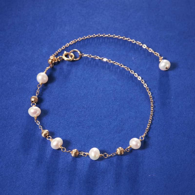 天然淡水珍珠14K包金手鍊 | 六月誕生石不褪色手鏈姊妹伴娘禮物