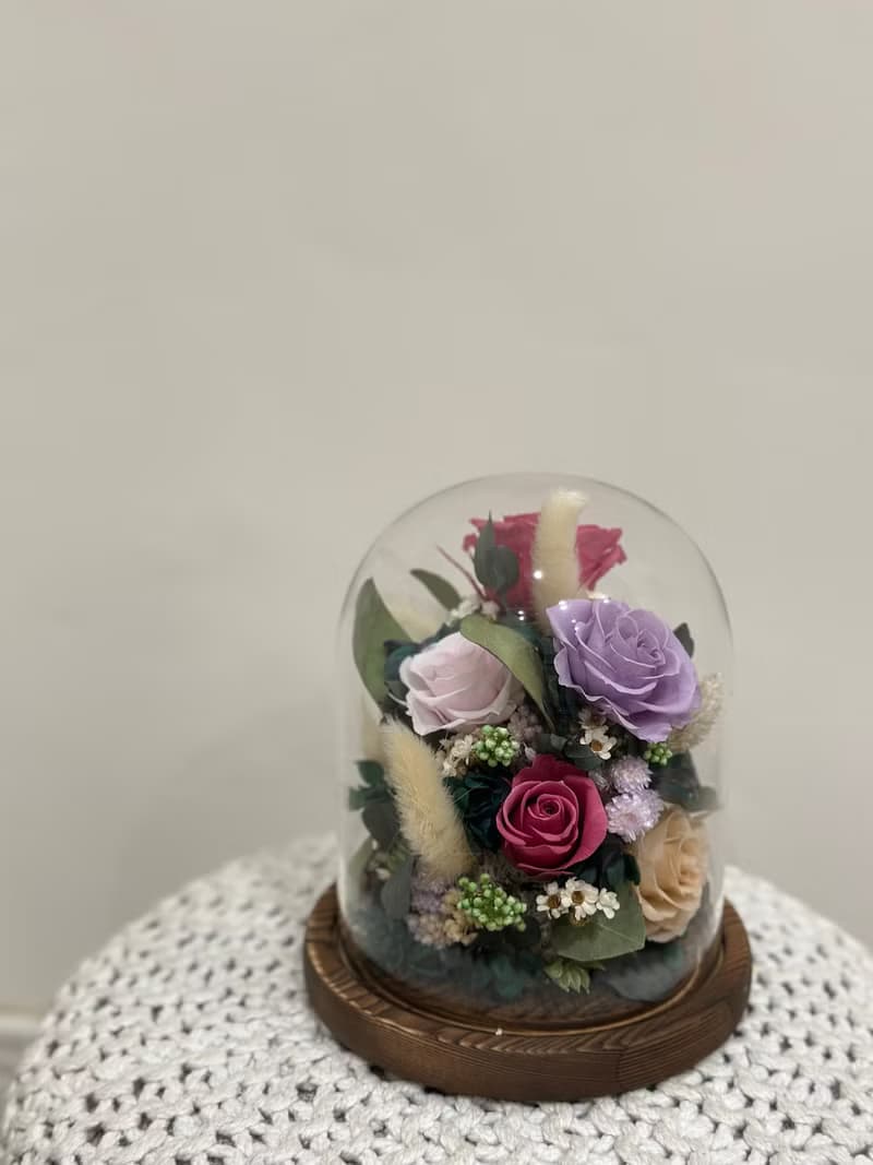 花團錦簇永生花玻璃罩 情人節禮物 母親節禮物 畢業禮物 新居禮物
