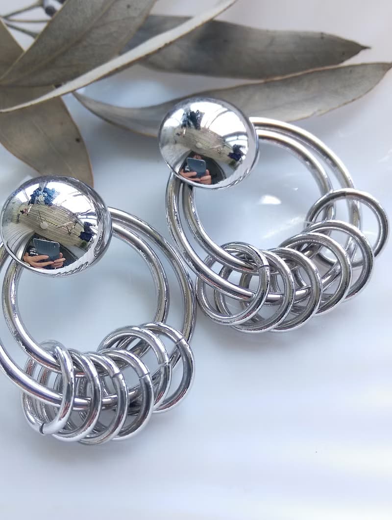 Vintage Jewelry 西洋古董飾品 銀色調 經典 個性環圈 針式耳環