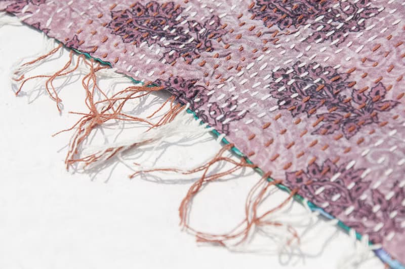 刺繡絲巾/絲綢刺繡圍巾/手縫紗麗線絲巾/印度絲綢刺繡圍巾-漸層花