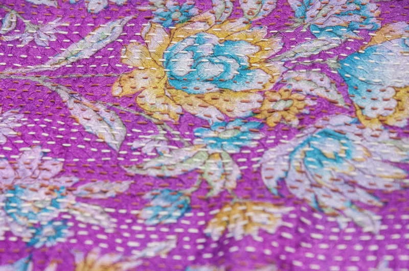 刺繡絲巾/絲綢刺繡圍巾/手縫紗麗線絲巾/印度絲綢刺繡圍巾-漸層花