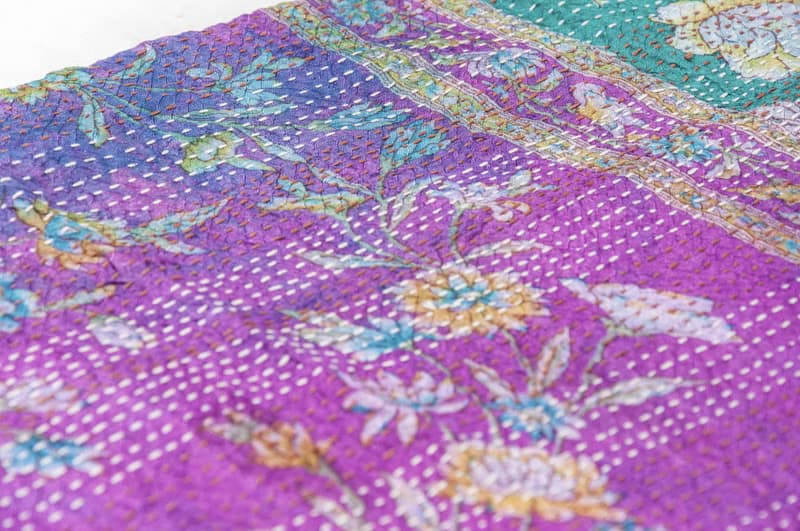 刺繡絲巾/絲綢刺繡圍巾/手縫紗麗線絲巾/印度絲綢刺繡圍巾-漸層花