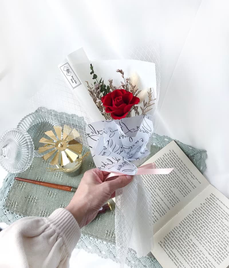 單支紅玫瑰永生花束/進口日本大地永生花/不凋花