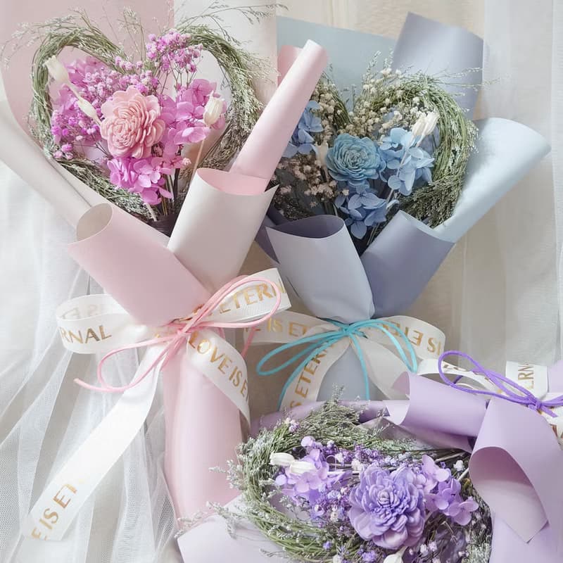 韓系浪漫愛心永生花花束/乾燥花束/情人節/禮物/花束/永生花/愛心