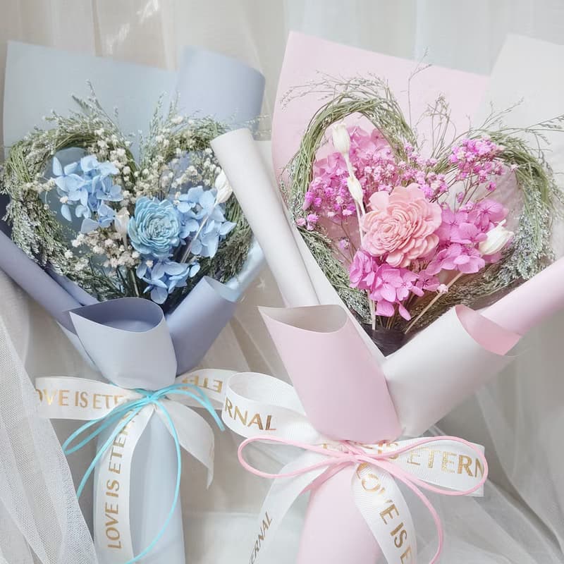 韓系浪漫愛心永生花花束/乾燥花束/情人節/禮物/花束/永生花/愛心