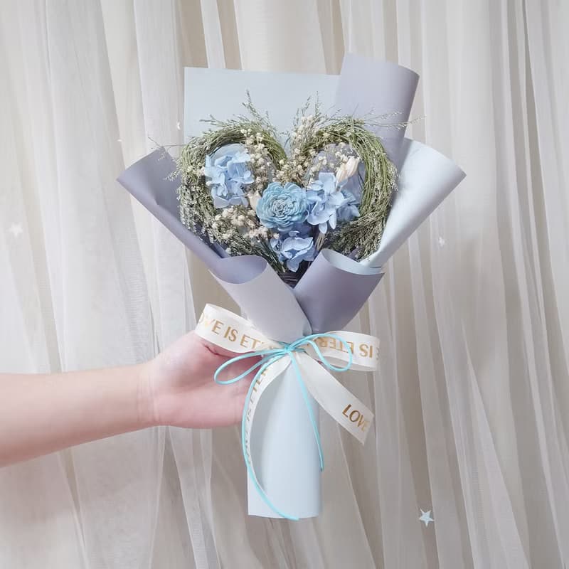 韓系浪漫愛心永生花花束/乾燥花束/情人節/禮物/花束/永生花/愛心