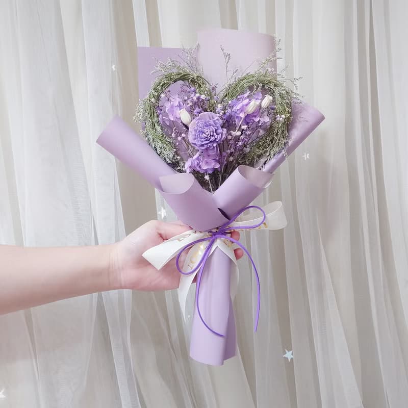 韓系浪漫愛心永生花花束/乾燥花束/情人節/禮物/花束/永生花/愛心