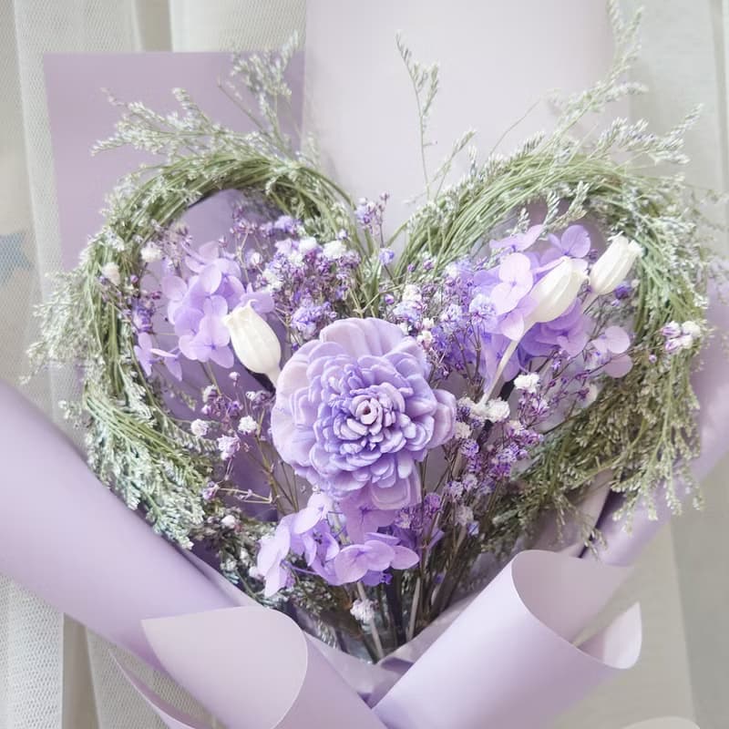 韓系浪漫愛心永生花花束/乾燥花束/情人節/禮物/花束/永生花/愛心