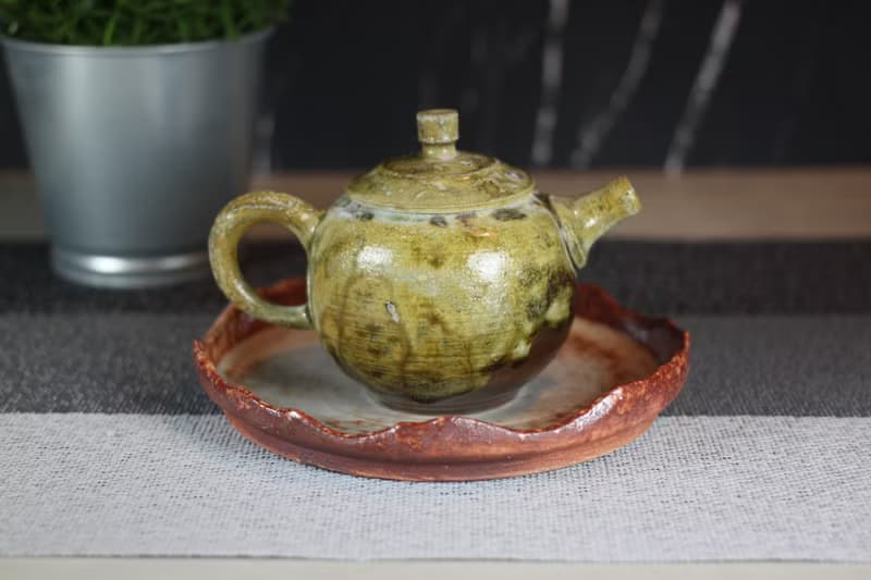 【送禮好物】200ml 上釉柴燒 手拉坯茶壺 鶯歌名家葉敏祥作品
