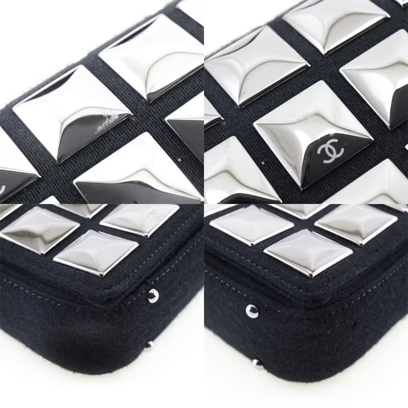 【日本直送】シャネル CHANEL チョコバー ショルダーバッグ アイスキューブ コットン 黒 レディース【中古】